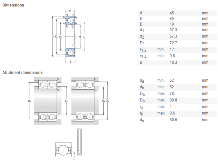 7209 bearing drawing