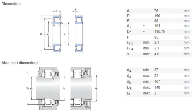 nj 2315 bearing drawing