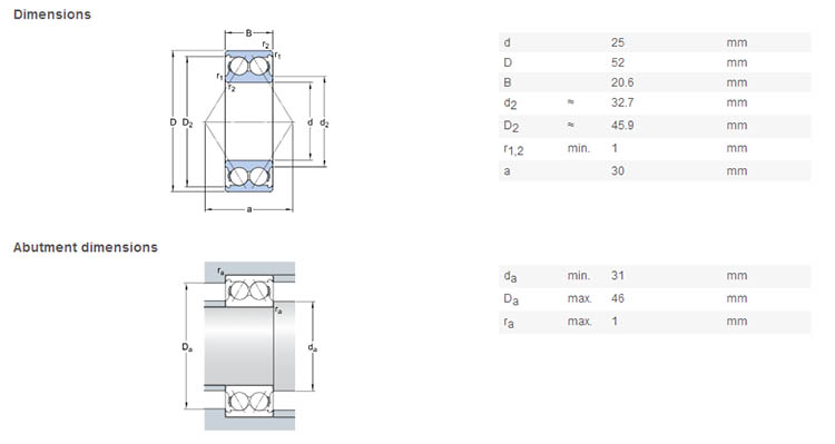 Nsk 5205 Bearing 5205vv Double Row Angular Contact Ball Bearing