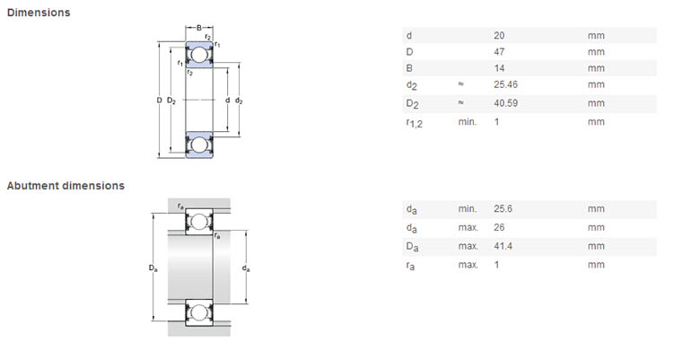 6204 ceramic bearing drawing