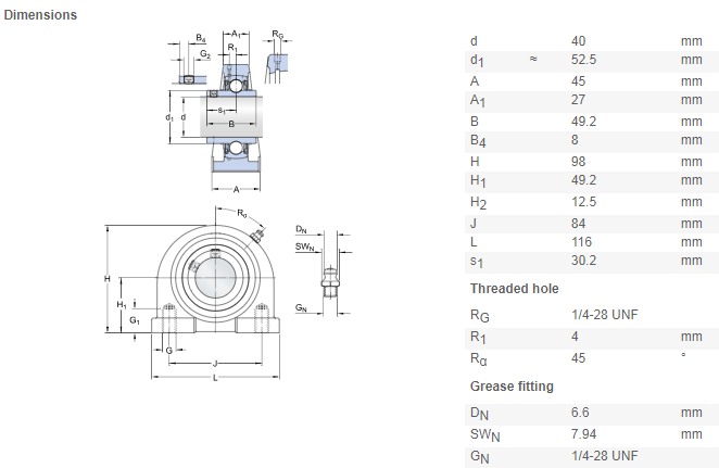 ucpa208 bearing drawing