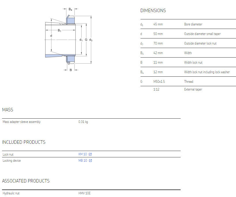 h310 adapter sleeve datasheet